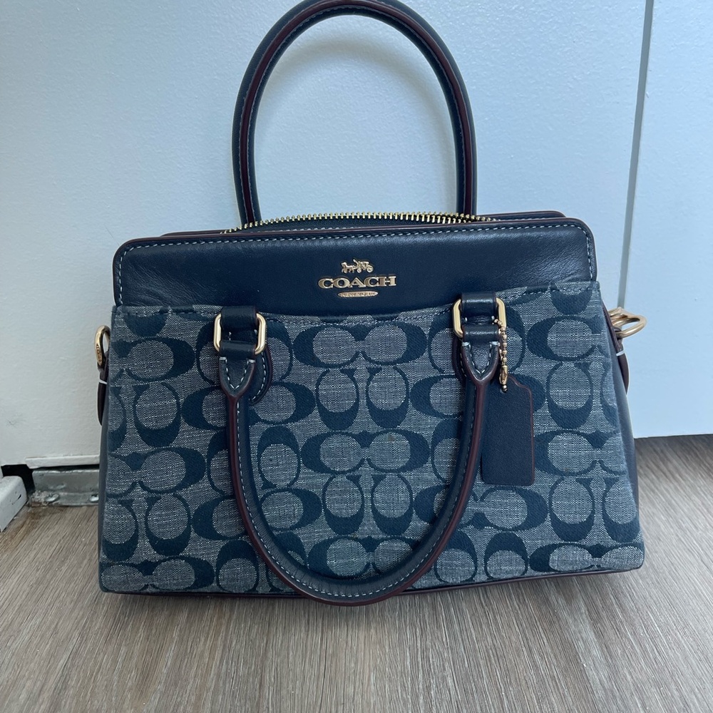 Coach Signature Canvas Satchel in Blue with Gold Hardware